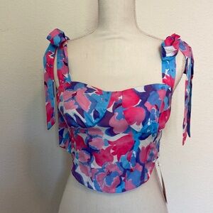 🌸$5 SHEIN MOD floral tie crop top, NWT, size M